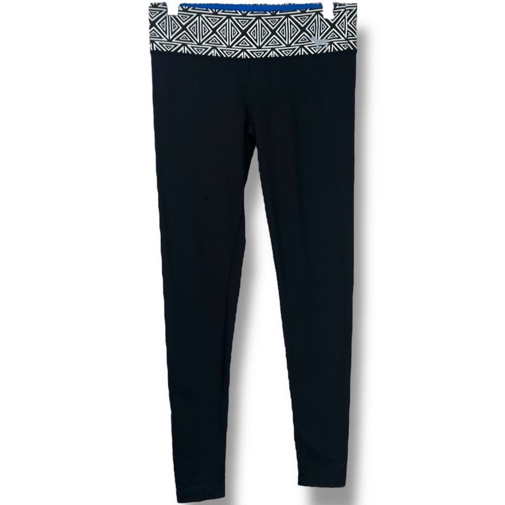 Victoria’s Secret PINK Black Blue White Aztec Reversible Leggings Tights Small